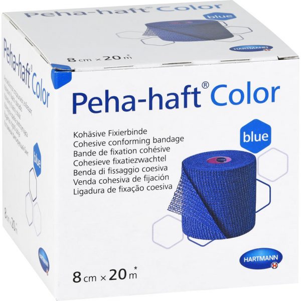 PEHA-HAFT Color Fixierbinde latexfür 8 cm x 20 m blau