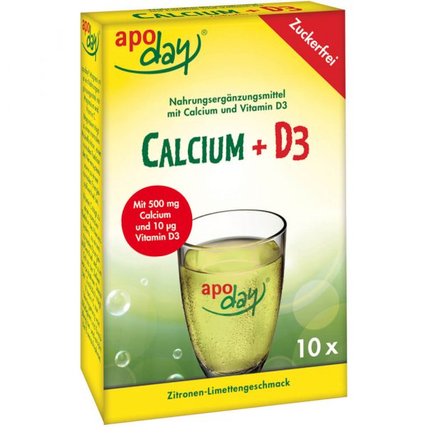 APODAY Calcium+D3 Zitrone-Limette zuckerfrei Pulver