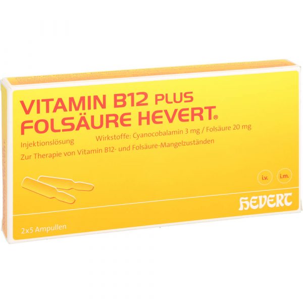 VITAMIN B12 PLUS Folsäure Hevert a 2 ml Ampulle
